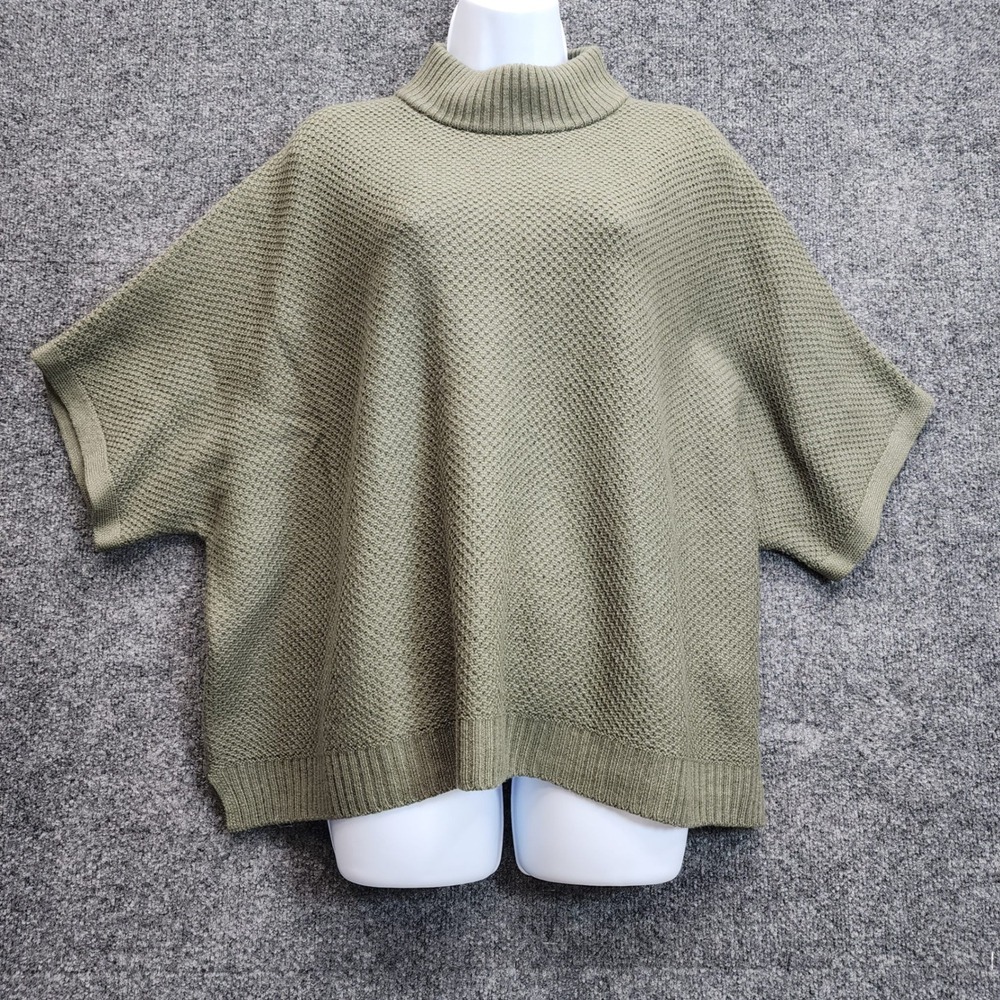 NWT Tahari Women's M Merino Wool Mock Neck Poncho Sweater Quiet Luxury Old Money